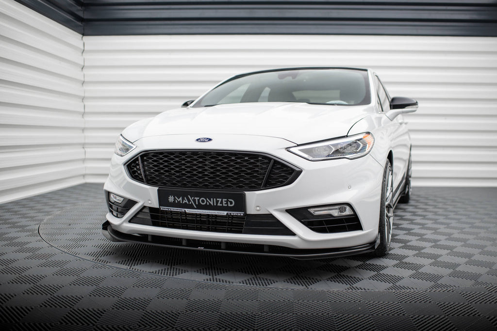 Maxton Design Street Pro Street+ Spoilerlippe Front Ansatz + Flaps passend für Ford Mondeo Sport Mk5 Facelift / Fusion Sport Mk2 Facelift schwarz Hochglanz
