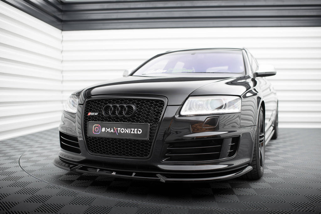 Maxton Design Street+ Spoilerlippe Front Ansatz V.2 passend für Audi RS6 Avant C6 schwarz Hochglanz