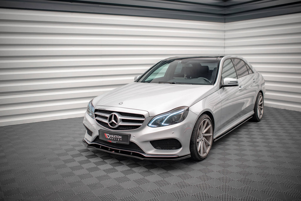 Maxton Design Street+ Spoilerlippe Front Ansatz V.1 passend für Mercedes-Benz E AMG-Line Limousine W212 Facelift schwarz Hochglanz