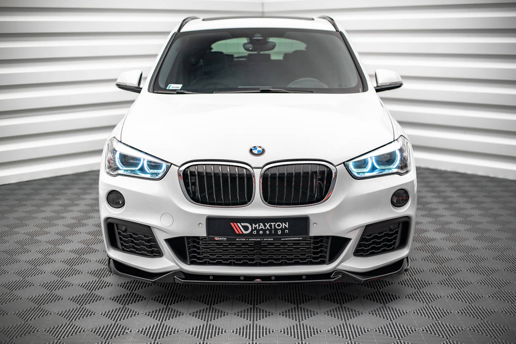 Maxton Design Street+ Spoilerlippe Front Ansatz V.2 passend für BMW X1 M-Paket F48 schwarz Hochglanz