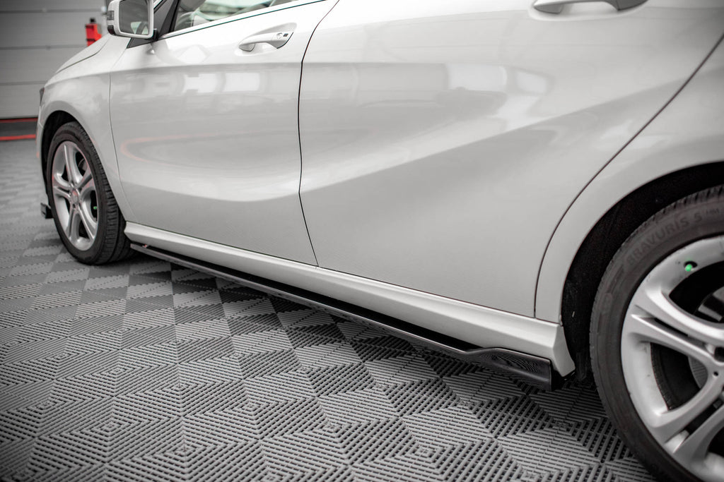 Maxton Design Street+ Seitenschweller Leisten passend für V.1 passend für Mercedes-Benz A W176 schwarz Hochglanz