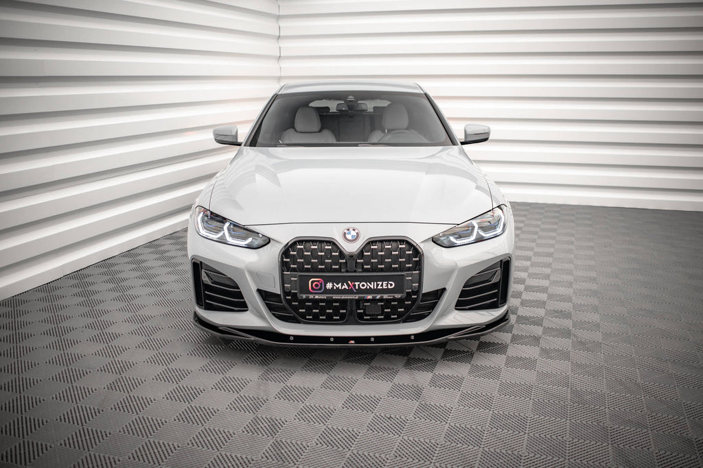 Maxton Design Street+ Spoilerlippe Front Ansatz V.3 passend für BMW 4er / i4 Gran Coupe M-Paket / M440i G26 schwarz Hochglanz
