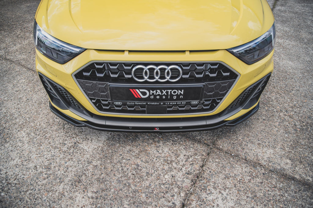 Maxton Design Street+ Spoilerlippe Front Ansatz V.2 passend für Audi A1 S-Line GB schwarz Hochglanz