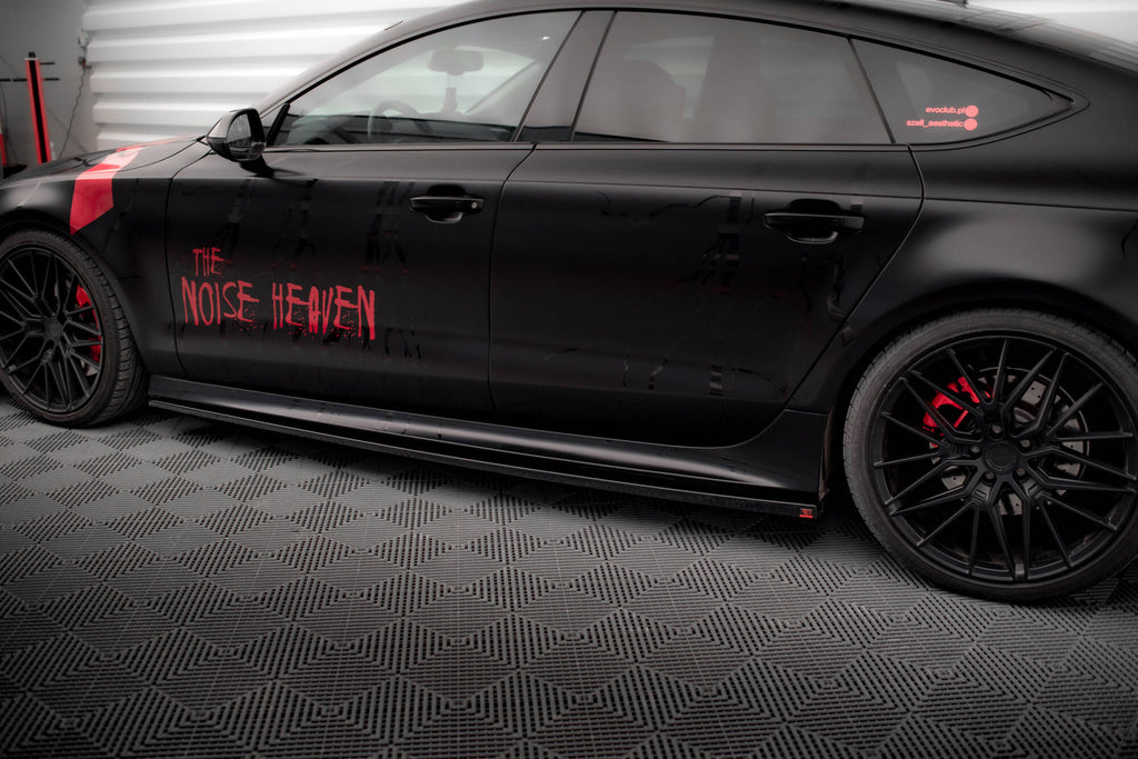 Maxton Design Street+ Seitenschweller Leisten passend für Audi A7 RS7 Look C7 schwarz Hochglanz