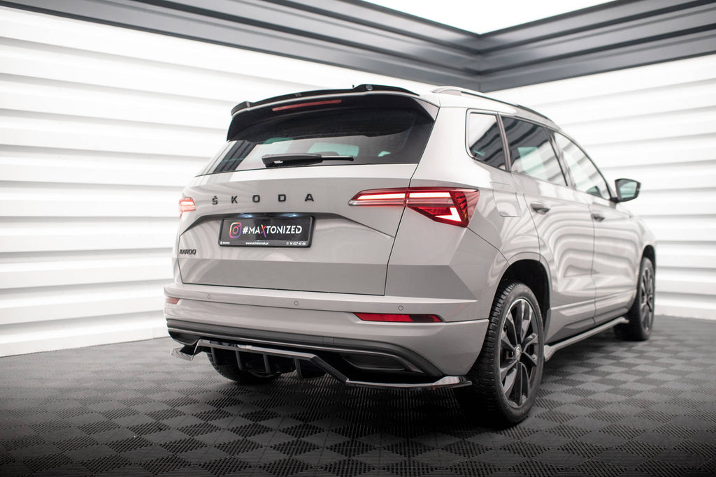 Maxton Design Spoiler CAP passend für Skoda Karoq Sportline Mk1 Facelift schwarz Hochglanz