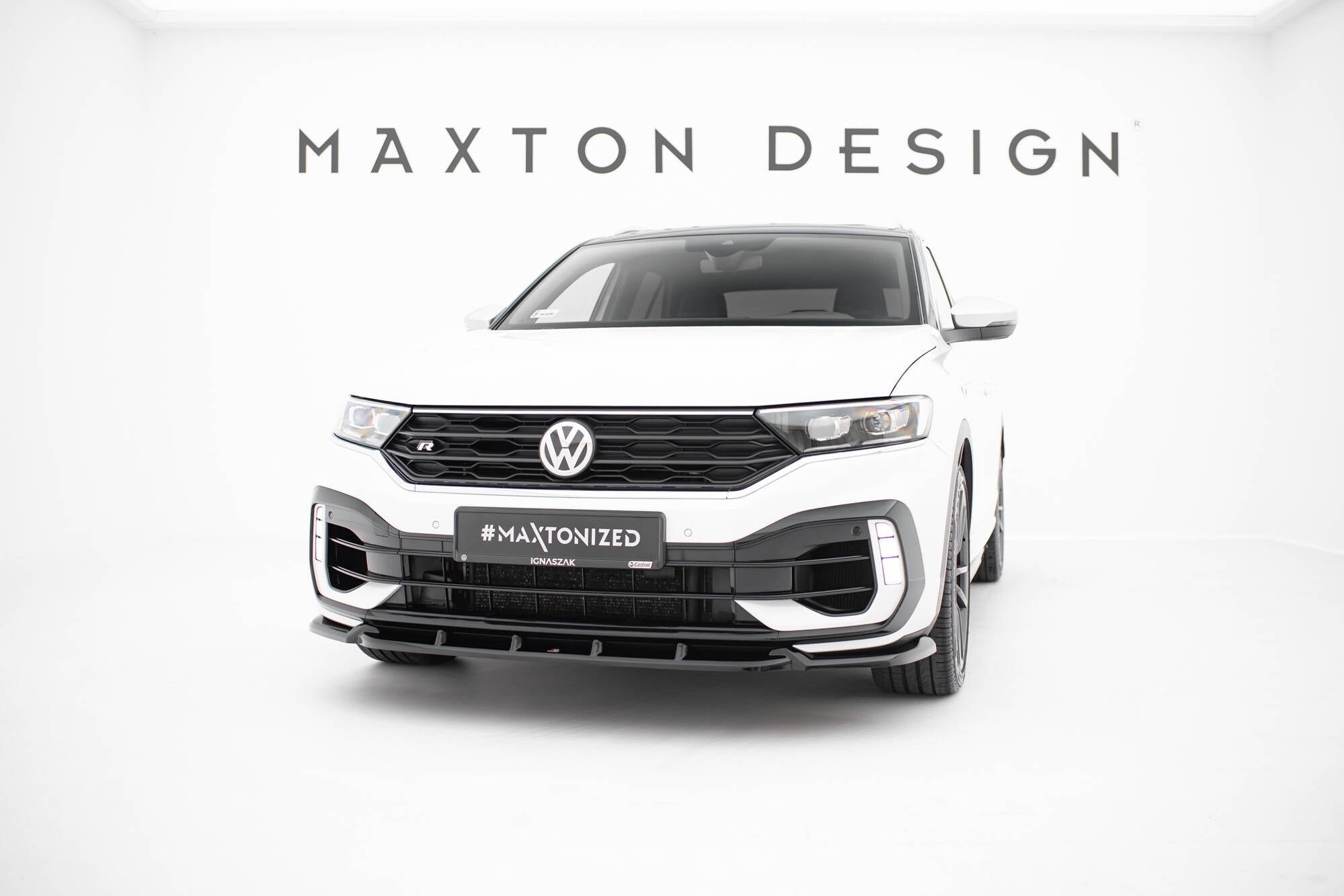 Maxton Design Street+ Spoilerlippe Front Ansatz passend für VW T-Roc R Mk1 schwarz Hochglanz