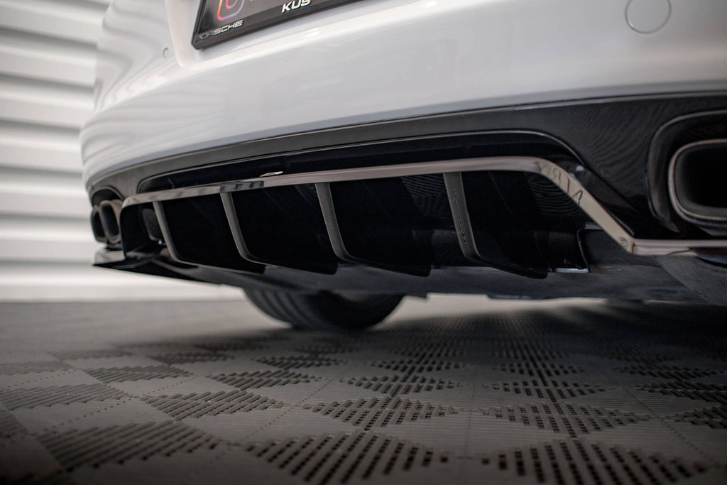 Maxton Design Mittlerer Diffusor Heck Ansatz DTM Look für Porsche Panamera Turbo 970 schwarz matt