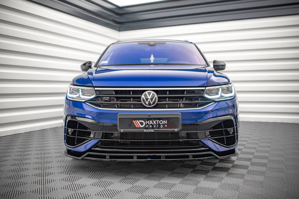 Maxton Design Street+ Spoilerlippe Front Ansatz V.1 passend für VW Tiguan R / R-Line Mk2 Facelift schwarz Hochglanz
