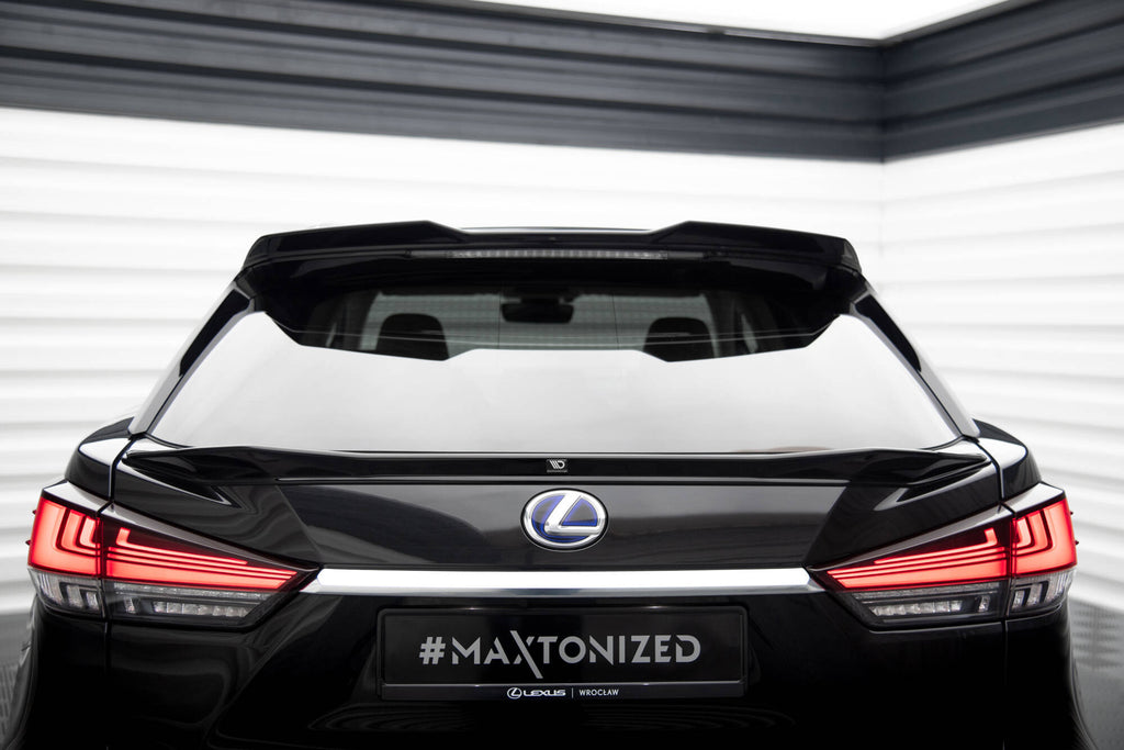 Maxton Design Niedriger Spoiler CAP 3D passend für Lexus RX F-Sport Mk4 Facelift schwarz Hochglanz