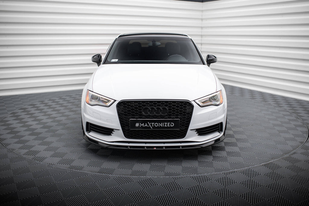 Maxton Design Street+ Spoilerlippe Front Ansatz V.1 passend für Audi A3 Limousine 8V schwarz Hochglanz