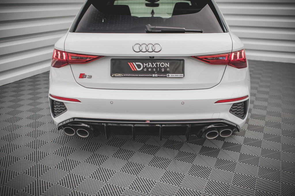 Maxton Design Diffusor Heck Ansatz passend für Audi S3 Sportback 8Y schwarz Hochglanz