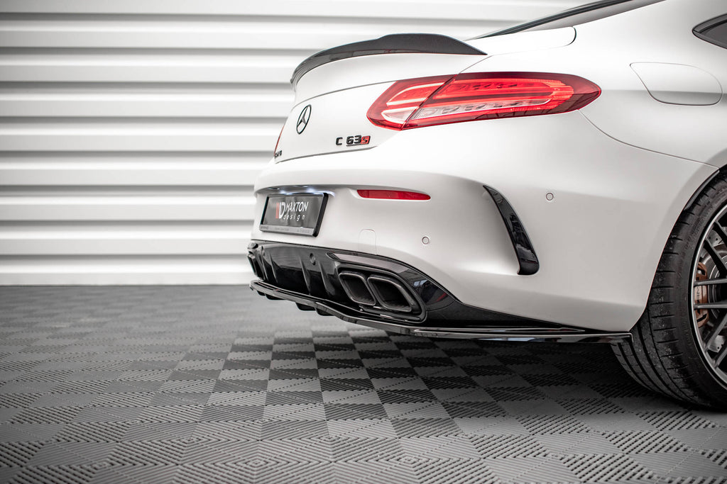 Maxton Design Mittlerer Diffusor Heck Ansatz DTM Look für Mercedes-AMG C 63 AMG Coupe AMG Aero Pack C205 Facelift schwarz matt