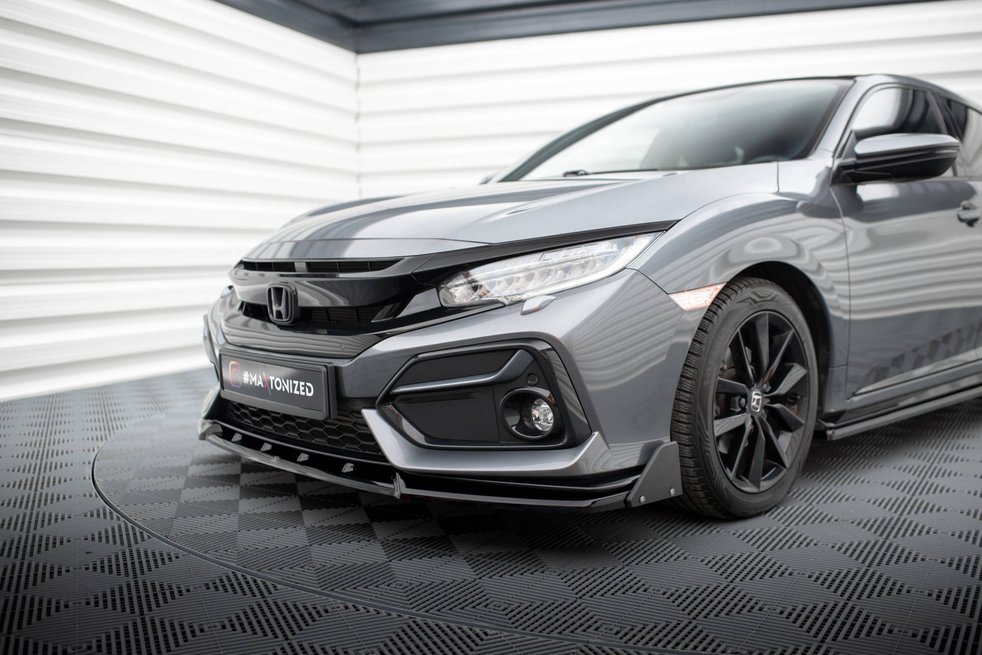 Maxton Design Street+ Spoilerlippe Front Ansatz + Flaps passend für Honda Civic Sport Mk 10