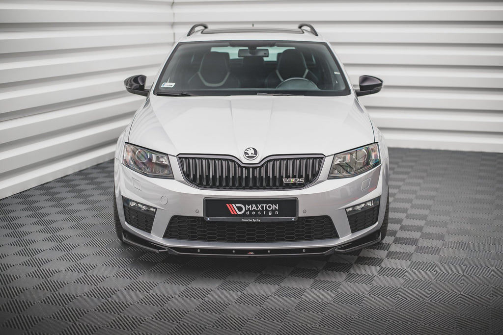 Maxton Design Street+ Spoilerlippe Front Ansatz V.4 passend für Skoda Octavia RS Mk3 schwarz Hochglanz