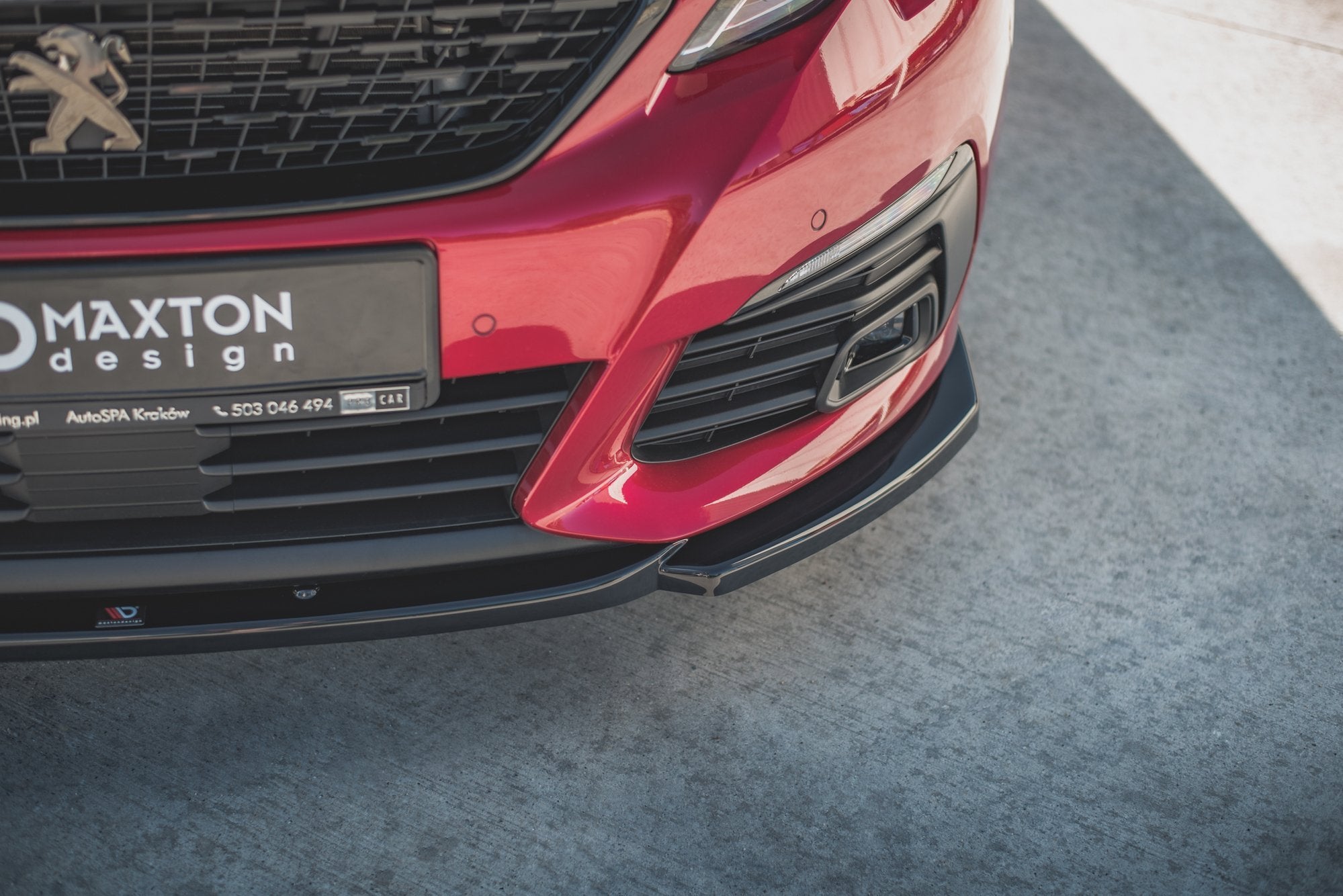Maxton Design Street+ Spoilerlippe Front Ansatz V.2 passend für Peugeot 308 GT Mk2 Facelift schwarz Hochglanz