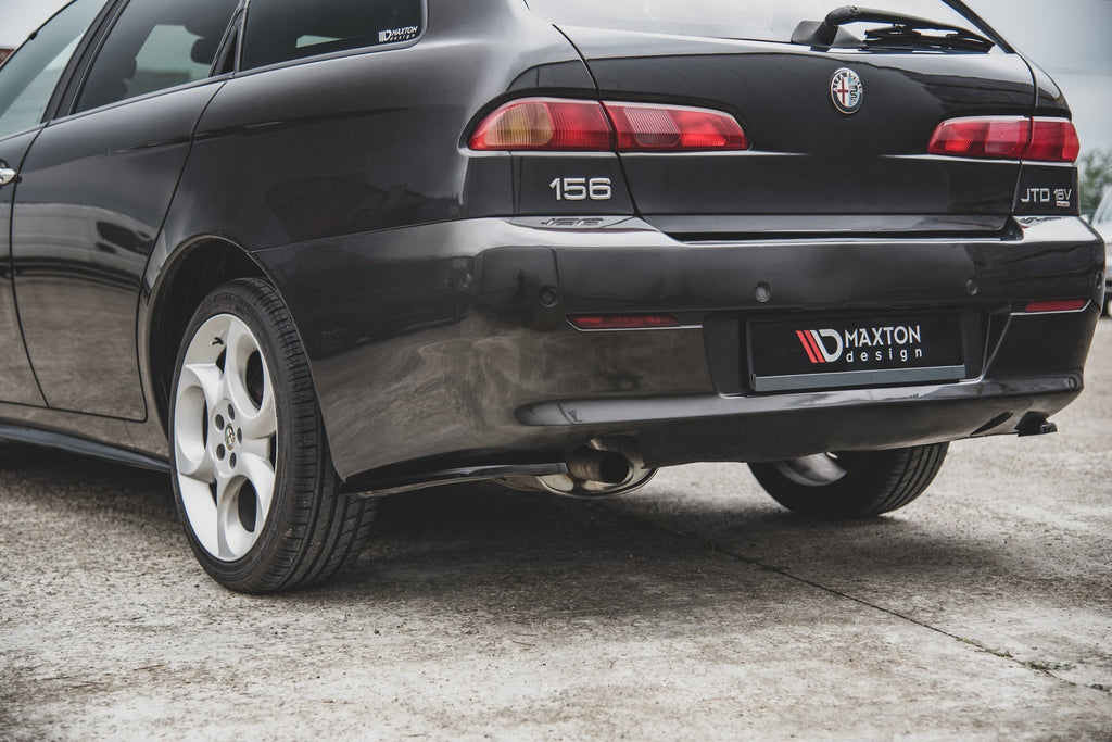 Maxton Design Heck Ansatz Flaps Diffusor passend für Alfa Romeo 156 SW Facelift schwarz Hochglanz