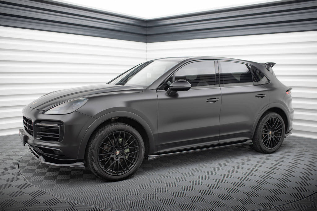 Maxton Design Street+ Seitenschweller Leisten passend für V.1 passend für Porsche Cayenne SUV / Coupe Mk3 Facelift schwarz Hochglanz