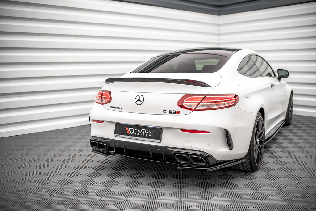 Maxton Design Heck Ansatz Flaps Diffusor passend für Mercedes-AMG C 63 AMG Coupe AMG Aero Pack C205 Facelift schwarz Hochglanz