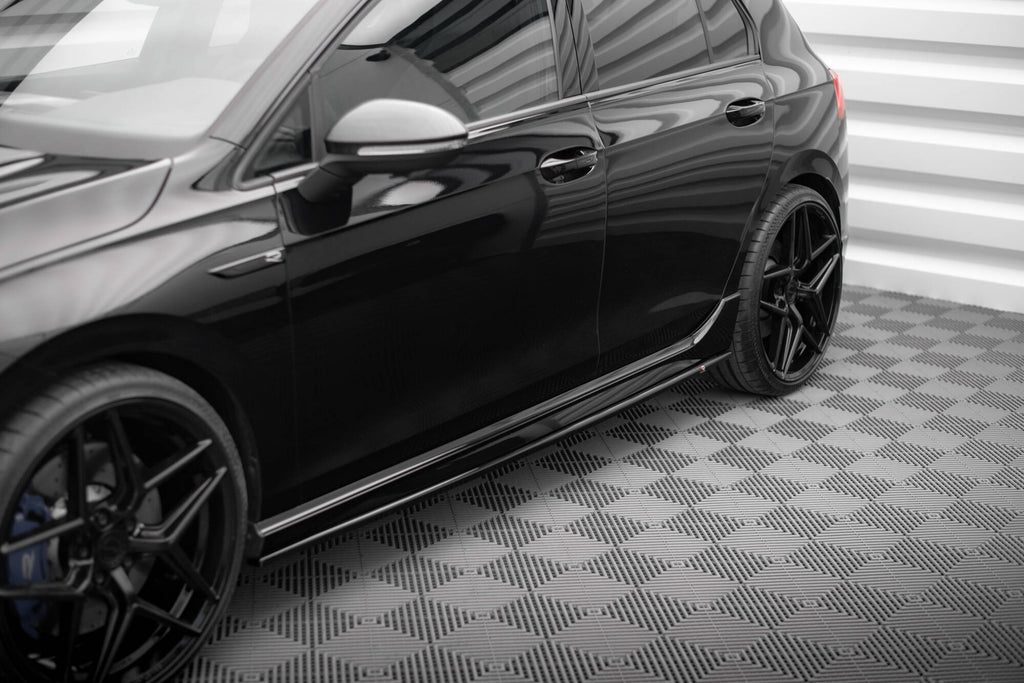 Maxton Design Street+ Seitenschweller Leisten passend für V.3 passend für VW Golf R Hatchback Mk8 Facelift schwarz Hochglanz