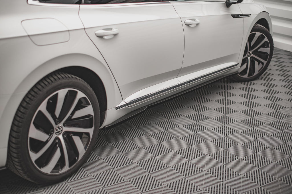 Maxton Design Street+ Seitenschweller Leisten passend für VW Arteon R/ R-Line Limousine / Shooting Brake Mk1 Facelift schwarz Hochglanz
