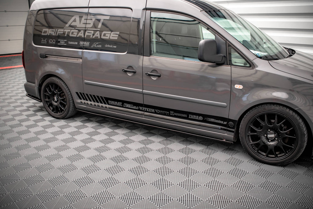 Maxton Design Street+ Seitenschweller Leisten passend für VW Caddy Long Mk3 Facelift schwarz Hochglanz