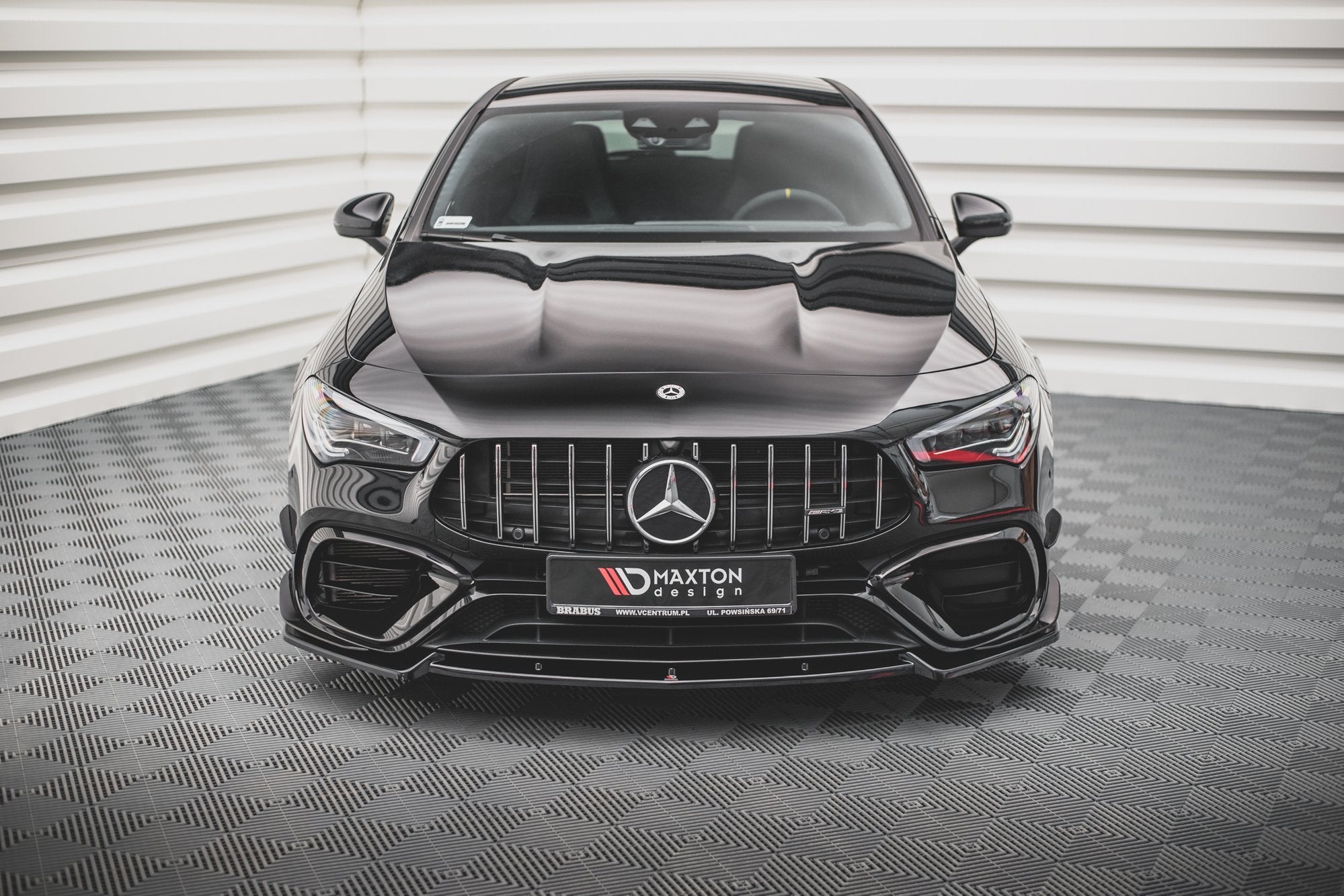 Maxton Design Street+ Spoilerlippe Front Ansatz V.2 passend für Mercedes-AMG CLA 45 Aero C118 schwarz Hochglanz