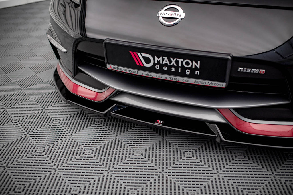 Maxton Design Street+ Spoilerlippe Front Ansatz V.2 passend für Nissan 370Z Nismo Facelift schwarz Hochglanz