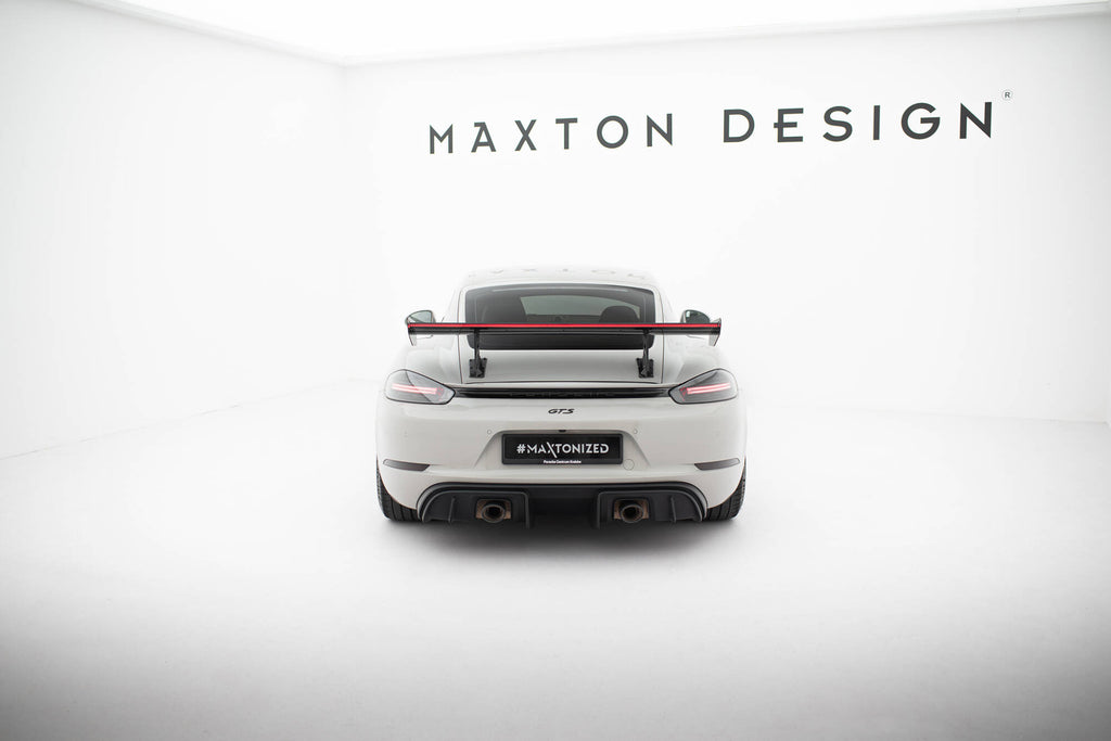 Maxton Design Carbon Spoiler With Internal Brackets Uprights V.1 + LED Porsche 718 Cayman 982c für Porsche Cayman 982c