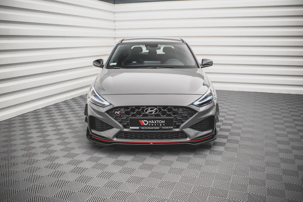 Maxton Design Street+ Spoilerlippe Front Ansatz V.3 passend für Hyundai I30 N / I30 N-Line Hatchback/Fastback Mk3 Facelift schwarz Hochglanz