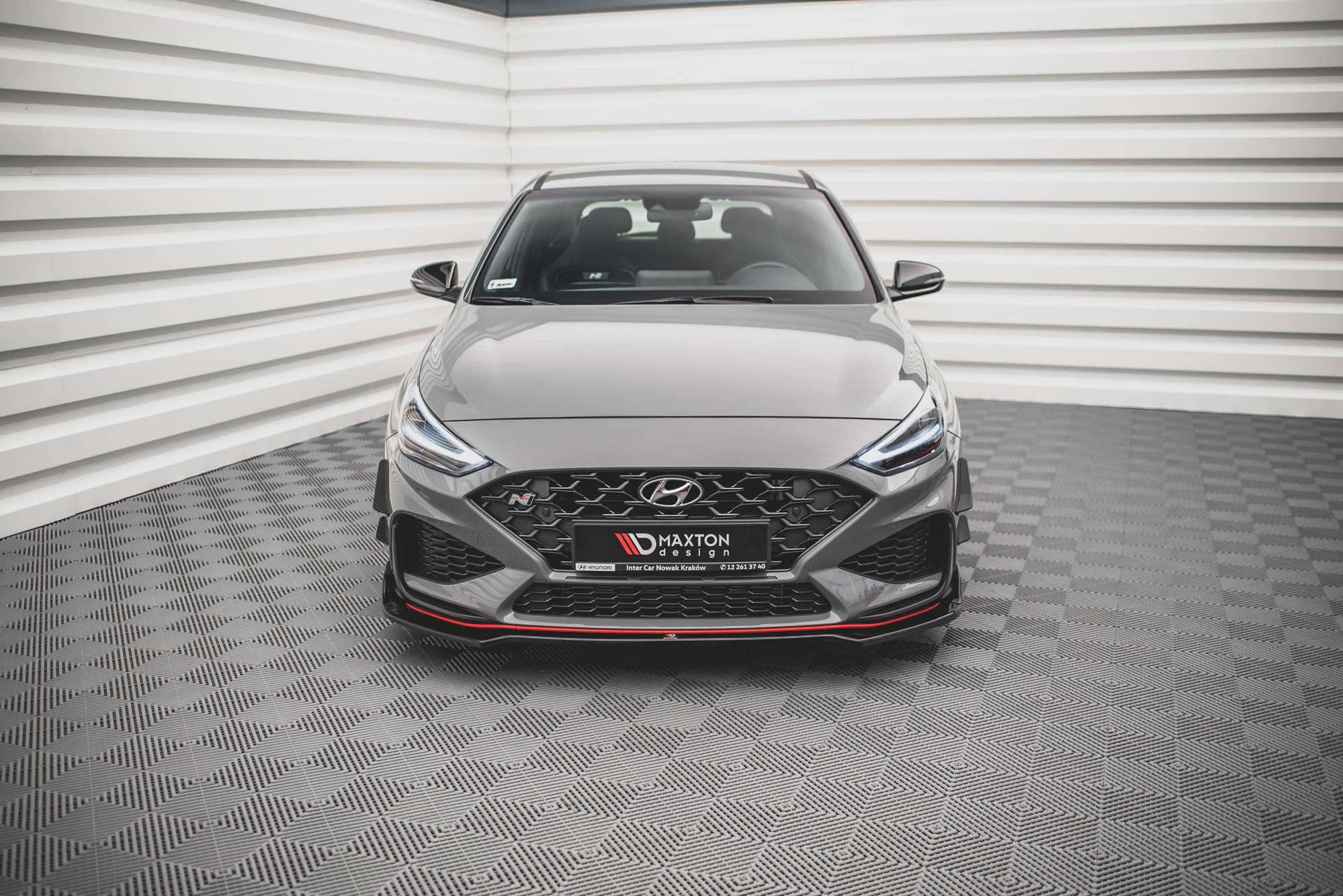 Maxton Design Street+ Spoilerlippe Front Ansatz V.3 passend für Hyundai I30 N / I30 N-Line Hatchback/Fastback Mk3 Facelift schwarz Hochglanz