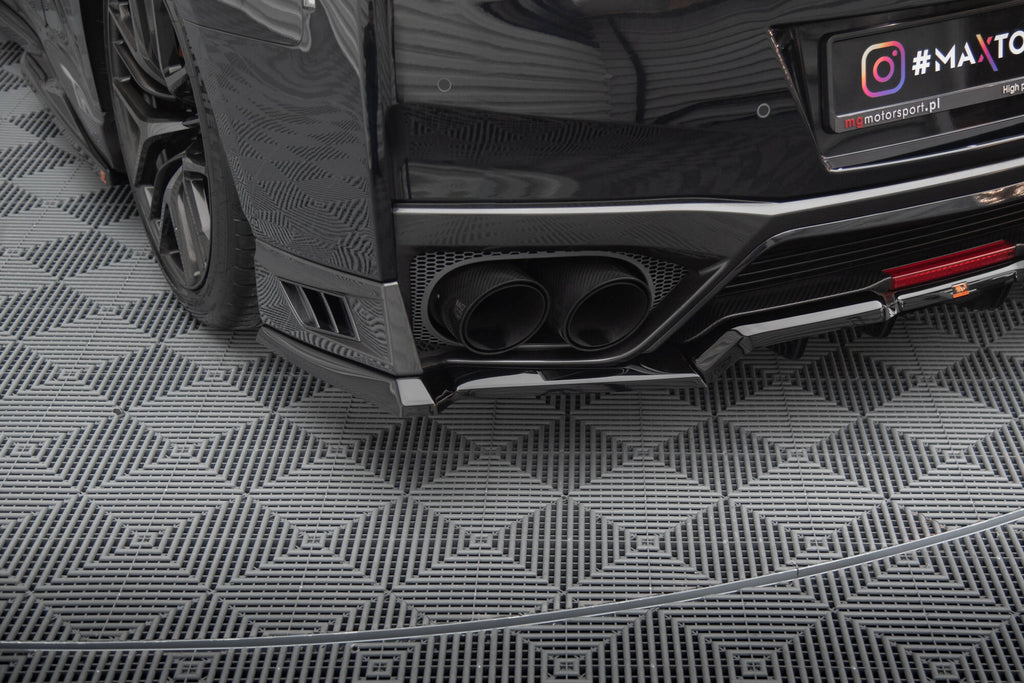 Maxton Design Heck Ansatz Flaps Diffusor passend für Nissan GTR R35 Facelift schwarz Hochglanz