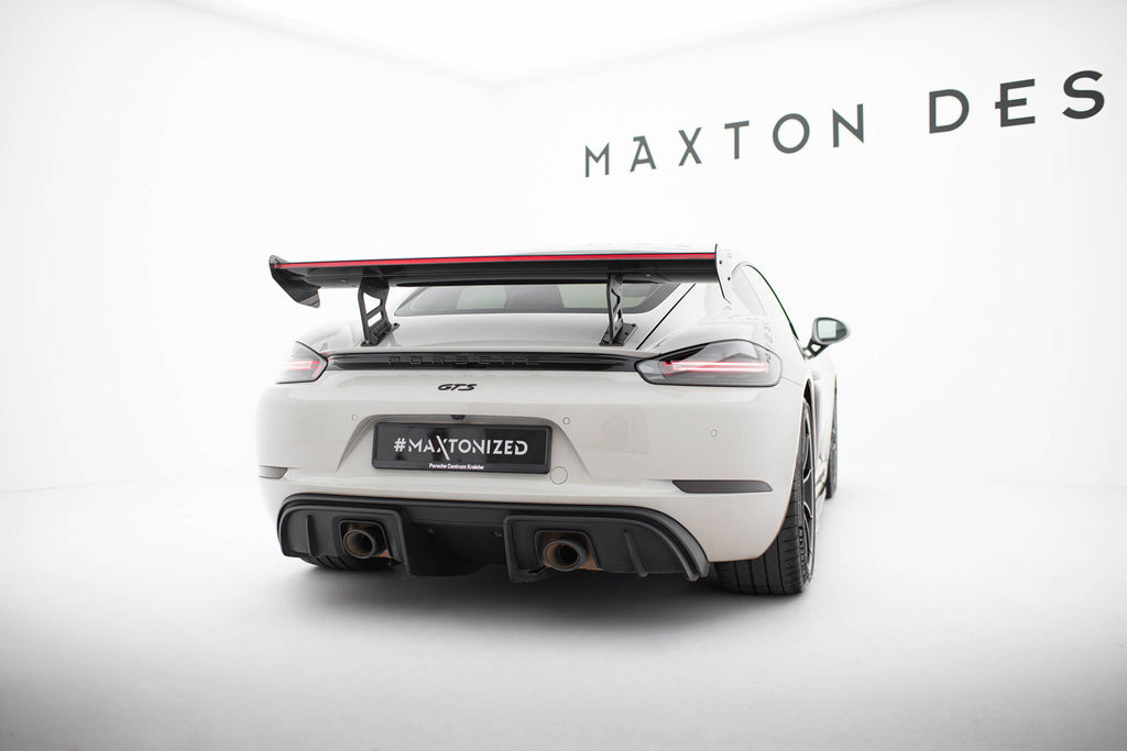 Maxton Design Carbon Spoiler With Internal Brackets Uprights V.2 + LED Porsche 718 Cayman 982c für Porsche Cayman 982c