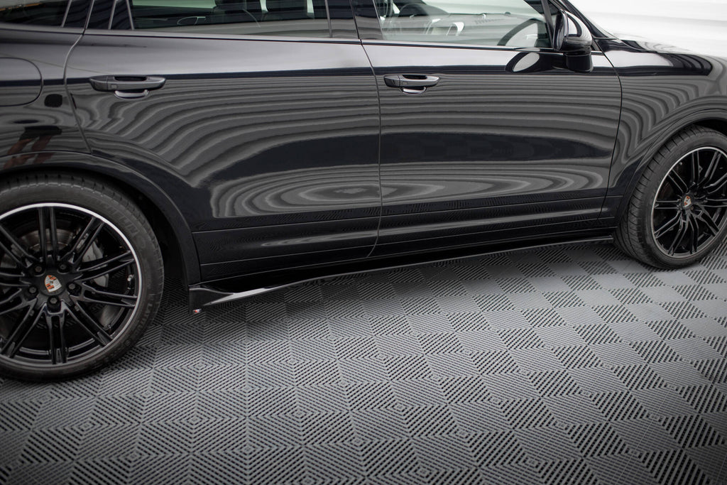 Maxton Design Street+ Seitenschweller Leisten passend für Porsche Cayenne Mk2 Facelift schwarz Hochglanz