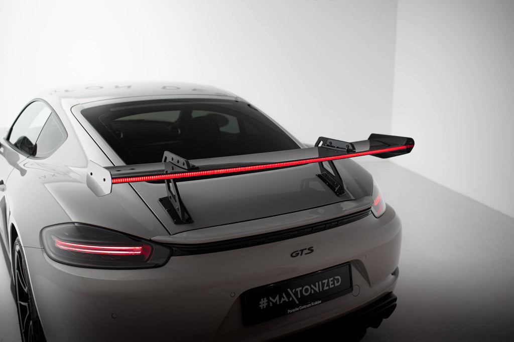Maxton Design Carbon Spoiler With Upper Swan Mounting V.1 + LED Porsche 718 Cayman 982c für Porsche Cayman 982c
