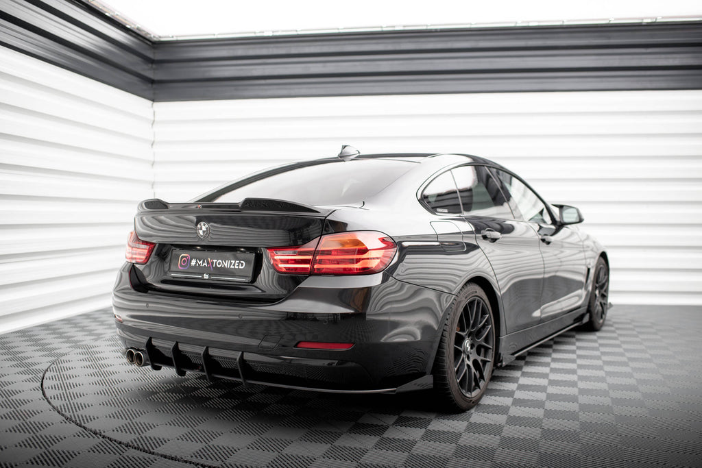Maxton Design Street Pro Heck Ansatz Flaps Diffusor + Flaps passend für BMW 4er Gran Coupe F36 schwarz Hochglanz