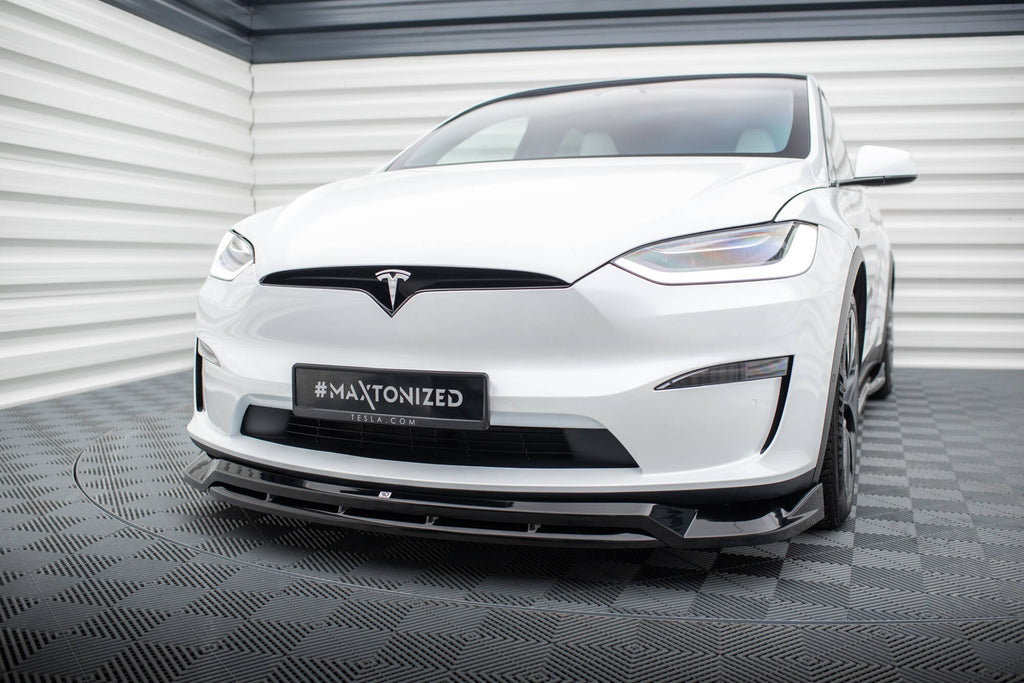 Maxton Design Street+ Spoilerlippe Front Ansatz V.1 passend für Tesla Model X Mk1 Facelift schwarz Hochglanz