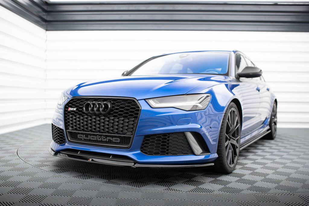 Maxton Design Street+ Spoilerlippe Front Ansatz V.2 passend für Audi RS6 C7 / C7 Facelift schwarz Hochglanz