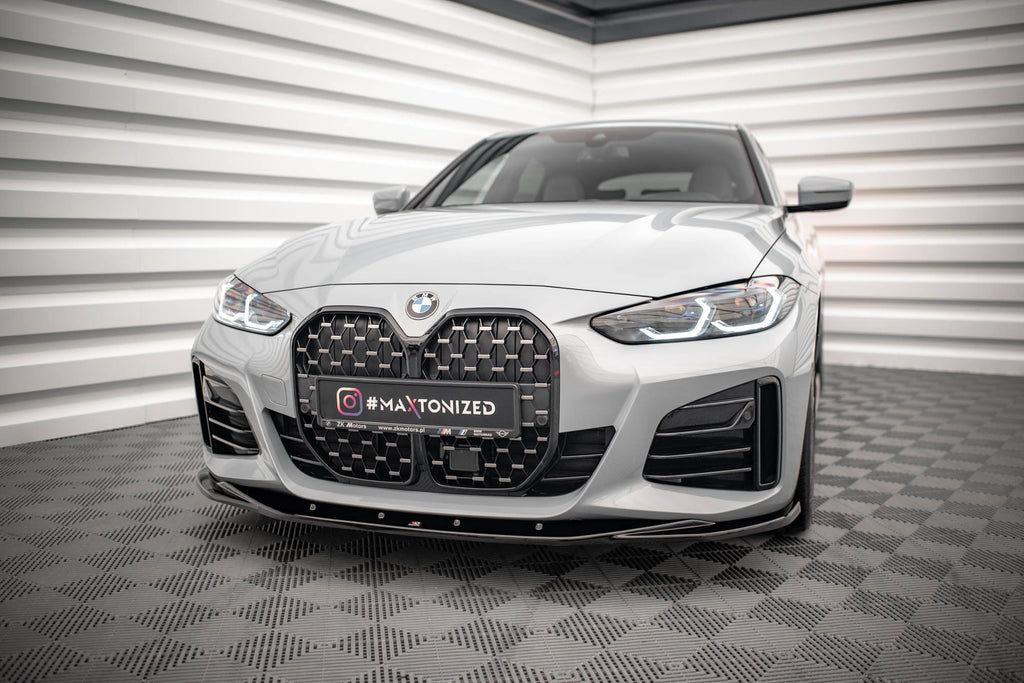 Maxton Design Street+ Spoilerlippe Front Ansatz V.3 passend für BMW 4er / i4 Gran Coupe M-Paket / M440i G26 schwarz Hochglanz