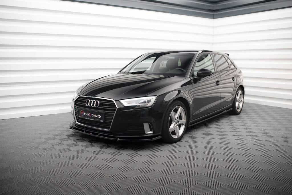 Maxton Design Street+ Seitenschweller Leisten passend für Audi A3 Sportback 8V Facelift schwarz Hochglanz