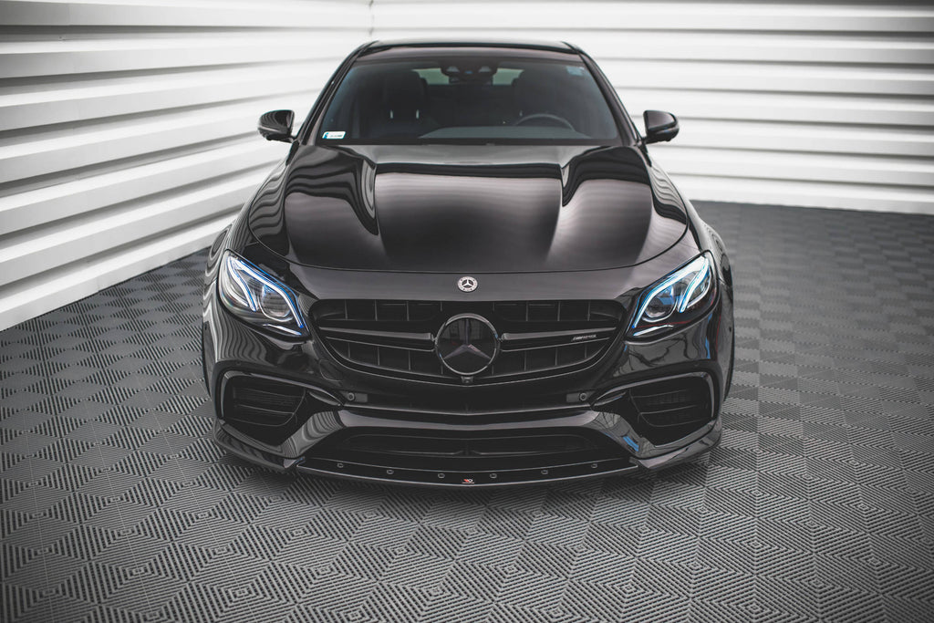 Maxton Design Street+ Spoilerlippe Front Ansatz V.3 passend für Mercedes-Benz E63 AMG Kombi/Limousine S213/W213 schwarz Hochglanz