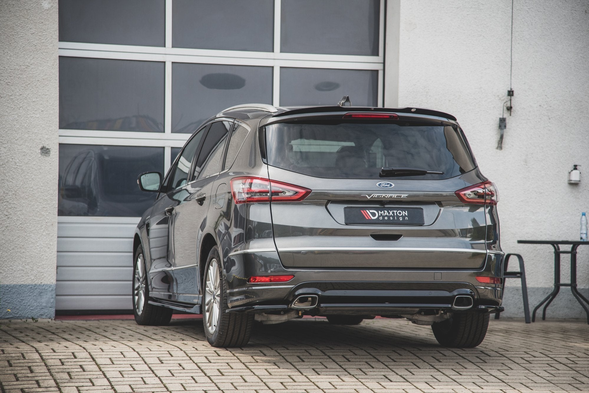 Maxton Design Heck Ansatz Flaps Diffusor passend für Ford S-Max Vignale Mk2 Facelift schwarz Hochglanz