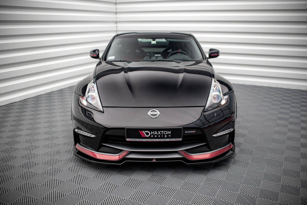 Maxton Design Street+ Spoilerlippe Front Ansatz V.3 passend für Nissan 370Z Nismo Facelift schwarz Hochglanz