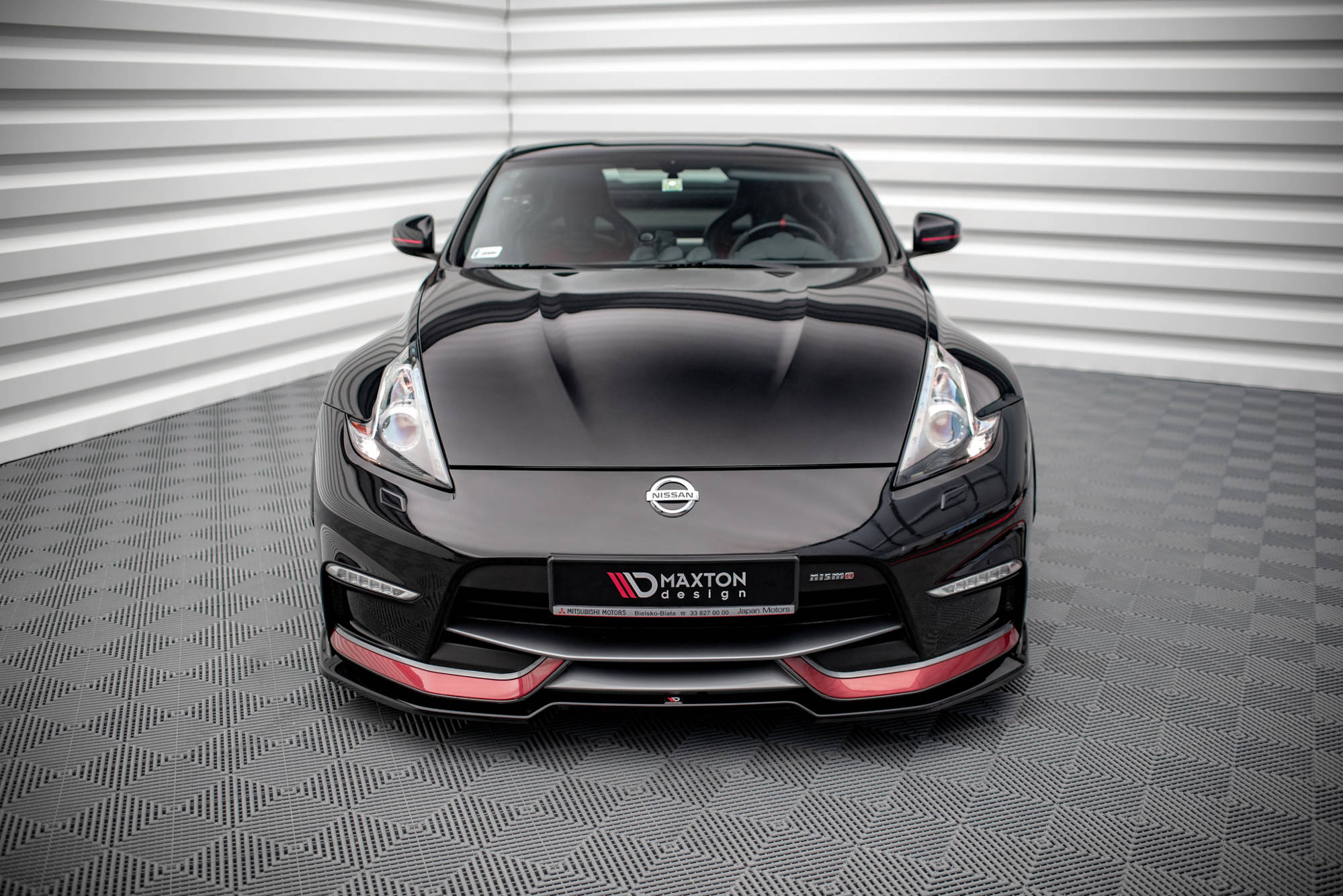 Maxton Design Street+ Spoilerlippe Front Ansatz V.3 passend für Nissan 370Z Nismo Facelift schwarz Hochglanz