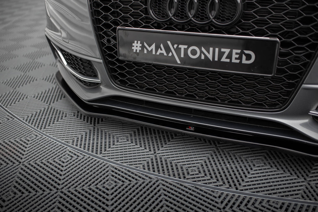 Maxton Design Street+ Spoilerlippe Front Ansatz V.2 passend für Audi S5 / A5 S-Line 8T Facelift schwarz Hochglanz