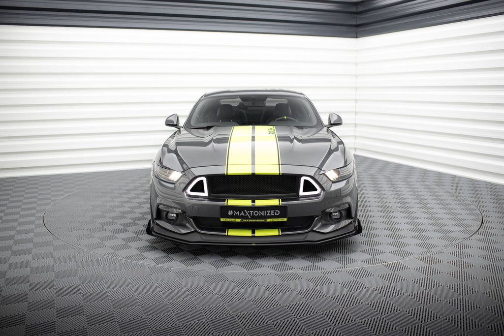 Maxton Design Front Stoßstange Flaps passend für Ford Mustang GT Mk6 schwarz Hochglanz