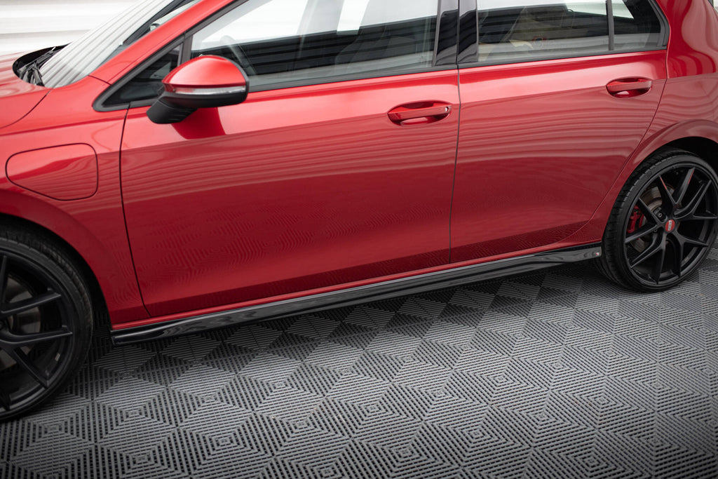 Maxton Design Street+ Seitenschweller Leisten passend für V.3 passend für VW Golf GTI / GTE / GTI Clubsport / GTD / R-Line Mk8 schwarz Hochglanz