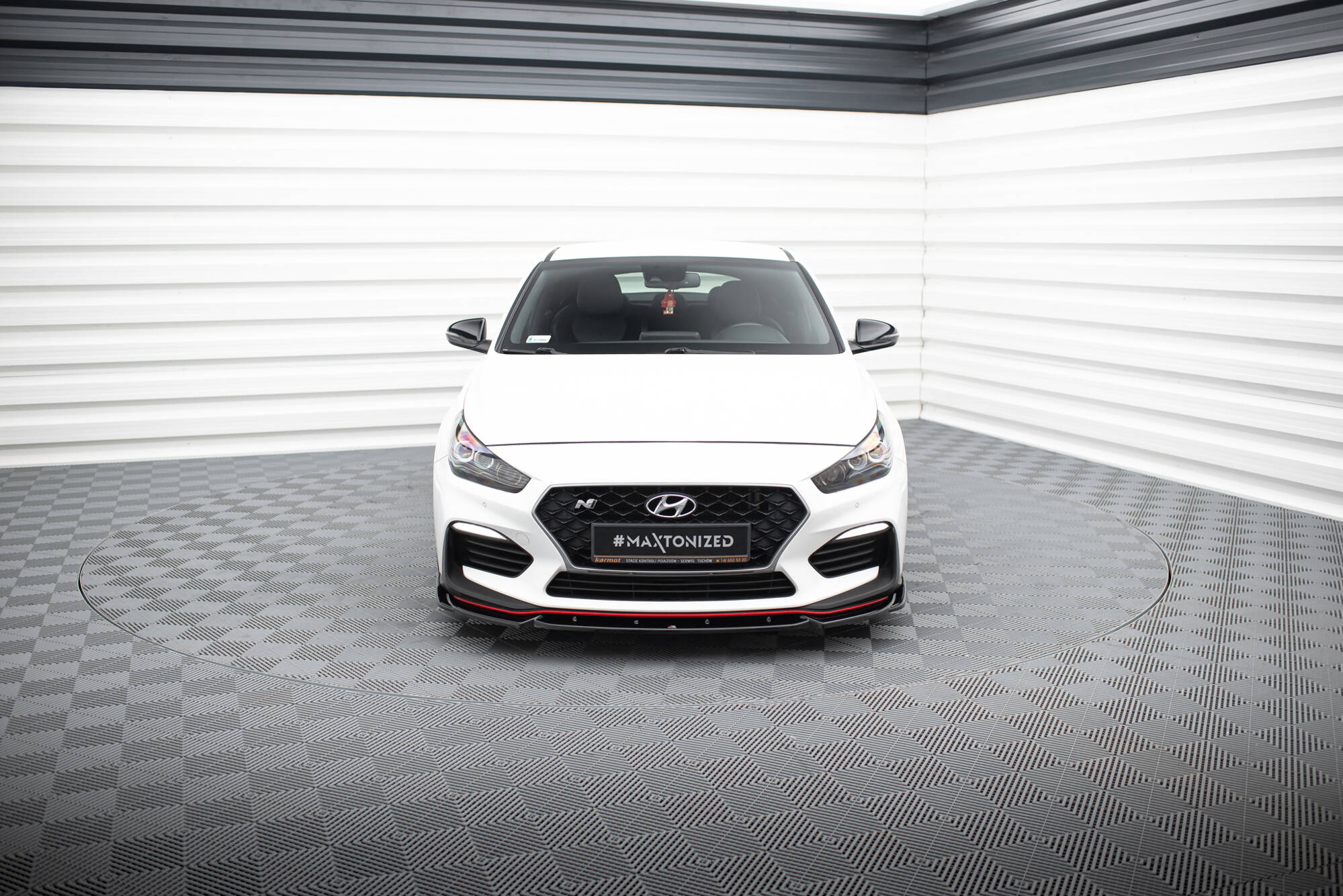Maxton Design Street+ Spoilerlippe Front Ansatz V.5 passend für Hyundai I30 N Mk3 Hatchback/ Fastback schwarz Hochglanz
