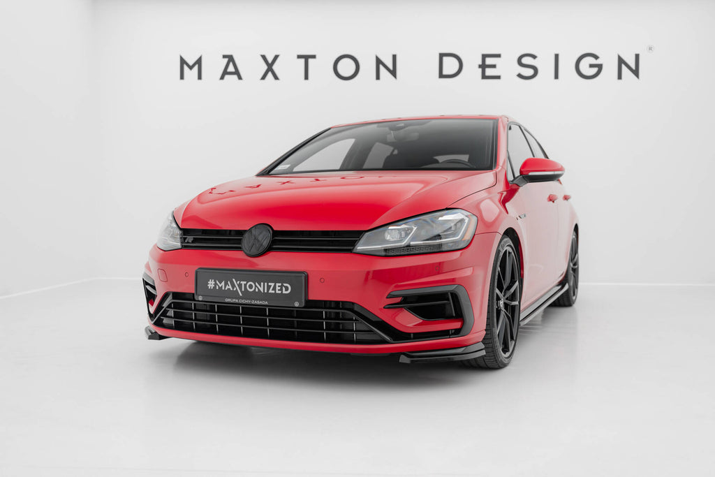 Maxton Design Street+ Spoilerlippe Front Ansatz passend für VW Golf R / R-Line Mk7 Facelift schwarz Hochglanz