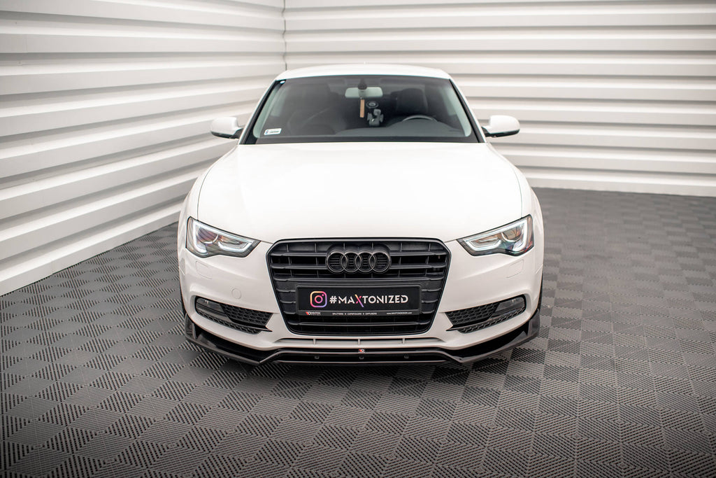 Maxton Design Street+ Spoilerlippe Front Ansatz V.2 passend für Audi A5 Coupe / Sportback 8T Facelift schwarz Hochglanz
