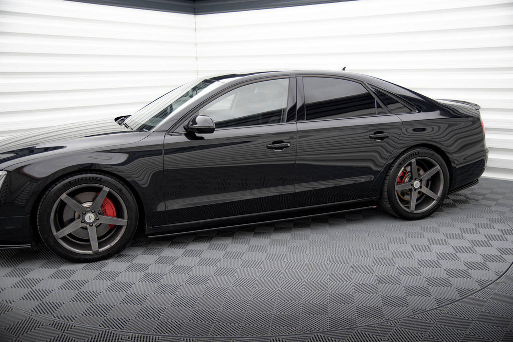 Maxton Design Street+ Seitenschweller Leisten passend für Audi A8 D4 schwarz Hochglanz